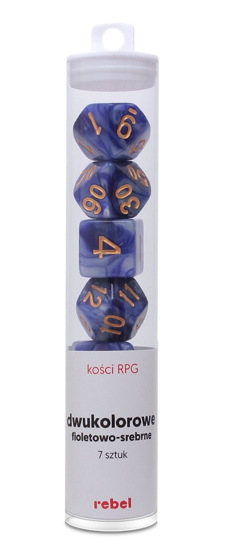 7 kości.2kolor.Fioletowo-srebrne.REBEL