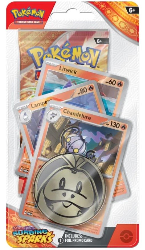 Pokémon TCG: Scarlet &amp; Violet - Surging Sparks - Premium Checklane Blister - Chandelur