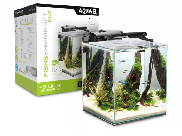 Aquael Fish&amp;Shrimp Set DUO Czarny Zestaw Akwarium 49l