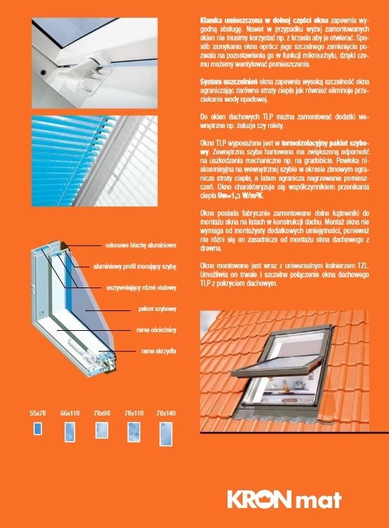 ZESTAW KRONMAT grupa FAKRO okno dachowe łazienkowe PVC 55x98 TLP + kołnierz