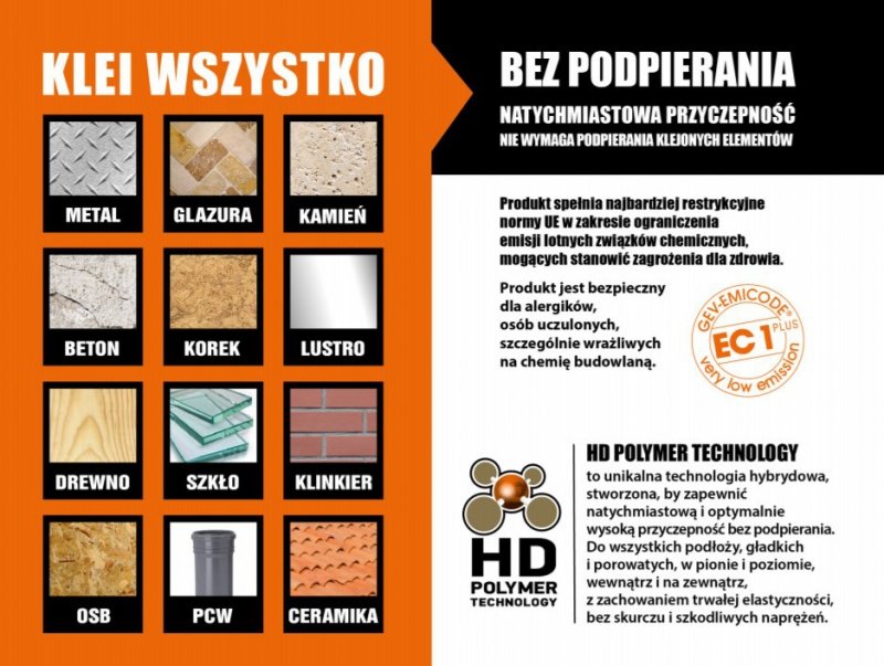 KLEJ MONTAŻOWY MAMUT GLUE BIAŁY 290 ML DEN BRAVEN