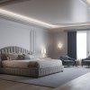 LAMPA STOŁOWA SZKLANA ZŁOTA LAMPKA NOCNA MOSIĄDZ SZCZOTKOWANY Z BEŻOWYM ABAŻUREM DO SALONU SYPIALNI NA KOMODĘ W STYLU GLAMOUR ARGON HAMPTON 8541