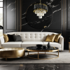 ŻYRANDOL GLAMOUR CZARNO ZŁOTY KRYSZTAŁOWY DO SALONU SYPIALNI  CRISTAL MILAGRO ML1634