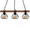MILAGRO Lampa wisząca ULF BLACK / WOOD 3xE27 60W