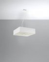 Żyrandol LOKKO 55  biały kwadratowy abażur tkanina, szkło, stal nowoczesna lampa wisząca sufitowa E27 LED SOLLUX LIGHTING