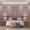 LAMPA STOŁOWA SZKLANA ZŁOTA LAMPKA NOCNA MOSIĄDZ SZCZOTKOWANY Z RÓŻOWYM ABAŻUREM DO SALONU SYPIALNI NA KOMODĘ W STYLU GLAMOUR ARGON HAMPTON 8542