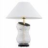 LAMPA STOŁOWA BIAŁO  ZŁOTA SZKLANA KRYSZTAŁOWA GLAMOUR Z ABAŻUREM DO SALONU NA KOMODĘ ARGON VENETO 8036