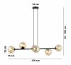 LAMPA WISZĄCA CZARNA KULE BURSZTYNOWE SZKLANE NAD STÓŁ DO JADALNI KUCHNI NOWOCZESNA EMIBIG ROSSI 6 BL MIODOWY 876/6