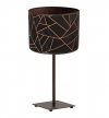 Lampa stołowa z materiałowym abażurem 20 cm, czarny, miedziany wzór geometryczny, metalowy stelaż, E27