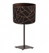Lampa stołowa z materiałowym abażurem 20 cm, czarny, miedziany wzór geometryczny, metalowy stelaż, E27 LIGHT HOME