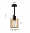 Lampa sufitowa TIMBER, drewniany klosz, czarna konstrukcja, E27 LIGHT HOME