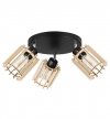 Lampa sufitowa TIMBER, podsufitka, 3 drewniane klosze, metalowa konstrukcja, regulacja LIGHT HOME