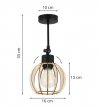 Lampa sufitowa TIMBER, drewniany klosz, metalowa konstrukcja, regulacja LIGHT HOME