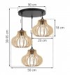 Lampa wisząca na okrągłej podsufitce 30 cm z 3 drewnianymi kloszami 23 cm o oryginalnym kształcie, E27 LIGHT HOME