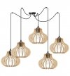Lampa wisząca typu pająk, 5 drewnianych kloszy ażurowych o oryginalnym kształcie 23 cm, okrągła podsufitka, E27 LIGHT HOME