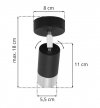 Regulowany reflektor ścienno-sufitowy podłużny 5,5 cm, czarny ze srebrnym wykończeniem, czarna podsufitka 8 cm, GU10