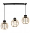 Regulowana lampa wisząca, prostokątna podsufitka, 3 klosze okrągłe z drewnianych lameli, 16 cm, E27 LIGHT HOME