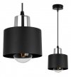 Lampa wisząca zwis, metalowy czarny klosz 12 cm ze srebrnym, chromowanym wykończeniem, podsufitka 8 cm, E27 LIGHT HOME