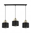 Lampa wisząca na szerokiej listwie 60 cm, 3 klosze czarne metalowe 12 cm, złote wykończenie, E27 LIGHT HOME
