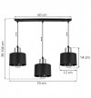 Lampa wisząca na szerokiej listwie 60 cm, 3 klosze czarne metalowe 12 cm ze srebrnym, chromowanym wykończeniem, E27 LIGHT HOME