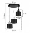 Lampa wisząca z okrągłą podsufitką, 3 czarne, metalowe klosze 12 cm ze srebrnym wykończeniem, E27 LIGHT HOME