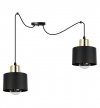 Lampa wisząca typu pająk, 2 metalowe, czarne klosze 12 cm ze złotym wykończeniem, E27 LIGHT HOME