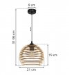 Lampa wisząca, okrągła podsufitka 8 cm, drewniany klosz w kształcie ażurowej kuli 21 cm, E27