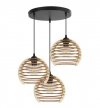 Lampa wisząca na okrągłej podsufitce 30 cm, 3 drewniane klosze 21 cm w kształcie ażurowych kul, E27 LIGHT HOME