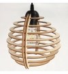 Lampa wisząca na okrągłej podsufitce 30 cm, 3 drewniane klosze 21 cm w kształcie ażurowych kul, E27 LIGHT HOME