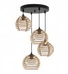 Lampa wisząca na okrągłej podsufitce 30 cm,  4 drewniane klosze 21 cm w kształcie ażurowych kul, E27 LIGHT HOME