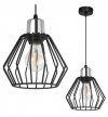 Lampa wisząca zwis, druciany czarny klosz metalowy 18 cm ze srebrnym, chromowanym wykończeniem, podsufitka 8 cm, E27 LIGHT HOME