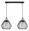 Lampa wisząca na szerokiej listwie 40 cm, 2 klosze druciane czarne metalowe 18 cm ze srebrnym, chromowanym wykończeniem, E27 LIGHT HOME