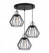 Lampa wisząca na okrągłej podsufitce 30 cm, 3 klosze druciane metalowe czarne 18 cm ze srebrnym, chromowanym wykończeniem, E27 LIGHT HOME