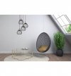 Lampa wisząca na okrągłej podsufitce 30 cm, 4 klosze druciane metalowe czarne 18 cm ze złotym wykończeniem, E27 LIGHT HOME