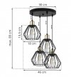 Lampa wisząca na okrągłej podsufitce 30 cm, 4 klosze druciane metalowe czarne 18 cm ze złotym wykończeniem, E27 LIGHT HOME