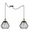 Lampa wisząca typu pająk, 2 klosze druciane czarne metalowe 18 cm ze złotym wykończeniem, E27 LIGHT HOME