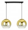 Lampa wisząca na szerokiej prostokątnej listwie 40 cm, 2 klosze szklane złote kule 20 cm, E27 LIGHT HOME