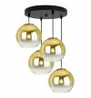 Lampa wisząca na okrągłej podsufitce 30 cm, 4 klosze szklane złote kule 20 cm, E27 LIGHT HOME