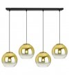 Lampa wisząca na szerokiej prostokątnej listwie 80 cm, 4 klosze szklane złote kule 15 cm, E27 LIGHT HOME