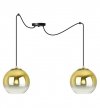 Lampa wisząca typu pająk, 2 klosze szklane złote kule 15 cm, E27 LIGHT HOME