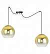 Lampa wisząca typu pająk, 2 klosze szklane złote kule 15 cm, E27 LIGHT HOME