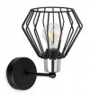 Kinkiet ścienny, czarny klosz druciany metalowy 18 cm, srebrne, chromowane wykończenie, proste ramię, E27 LIGHT HOME