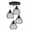 Lampa wisząca druciak, 4 źródła światła, okrągła podsufitka, regulacja, E27, czarna LIGHT HOME