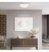 Nowoczesny plafon LED QUADRO, biały, integracja LED, regulacja barwy, złoty detal, pilot