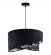 Lampa Wisząca z Abażurem Czarny Welurowy Żyrandol z Wzorem WERONA E27 LIGHT HOME