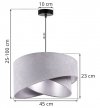 Lampa Wisząca z Abażurem Żyrandol ze Srebrnym Środkiem MEDIOLAN 45 cm LIGHT HOME