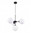 Lampa Wisząca Sufitowa z Regulacją, Żyrandol Czarny, Białe Klosze, E14 LIGHT HOME