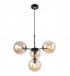 Lampa Sufitowa z Regulacją Wysokości, Żyrandol Czarny, Miodowe Klosze, E14 LIGHT HOME