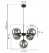 Lampa Wisząca Sufitowa Styl Loftowy, Żyrandol Czarny, Grafitowe Klosze, E14 LIGHT HOME