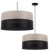 Lampa wisząca WOOD, nowoczesny czarny abażur z fornirem dębowym